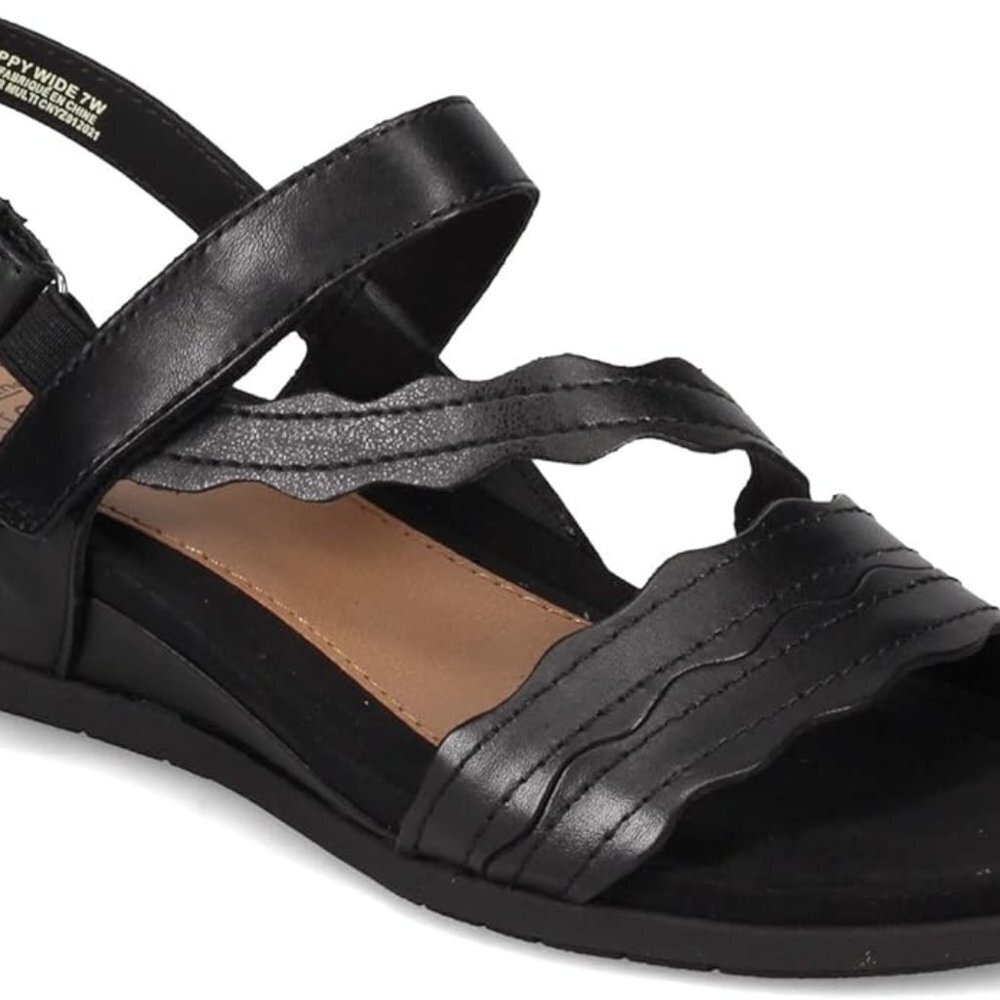 NIB Earth Origins Poppy Noir Multi Black Leather Sandal 6 - Picture 7 of 7
